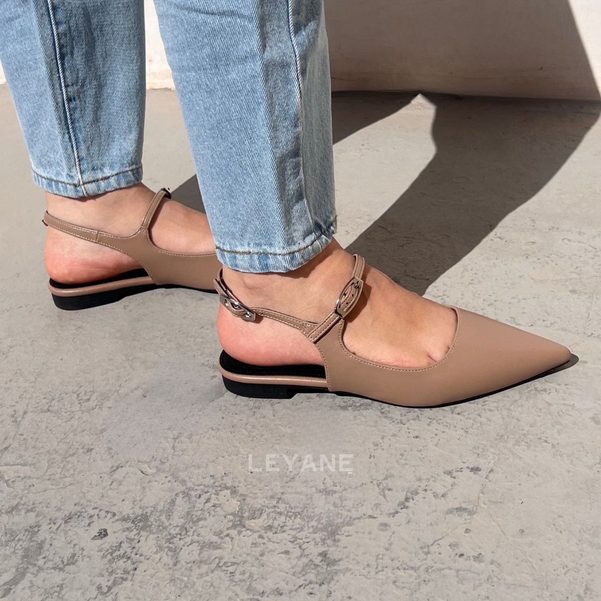 ballerine femme, ballerine slingback, ballerine taupe, chaussures femme maroc