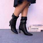 bottines noir à talons leyane, bottines leyane, bottines femmes maroc, bottines en ligne