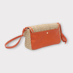 Sac crossbody orange en raphia et cuir synthétique  Dimension: 26cm*8cm*16cm  Cuir de qualité premium