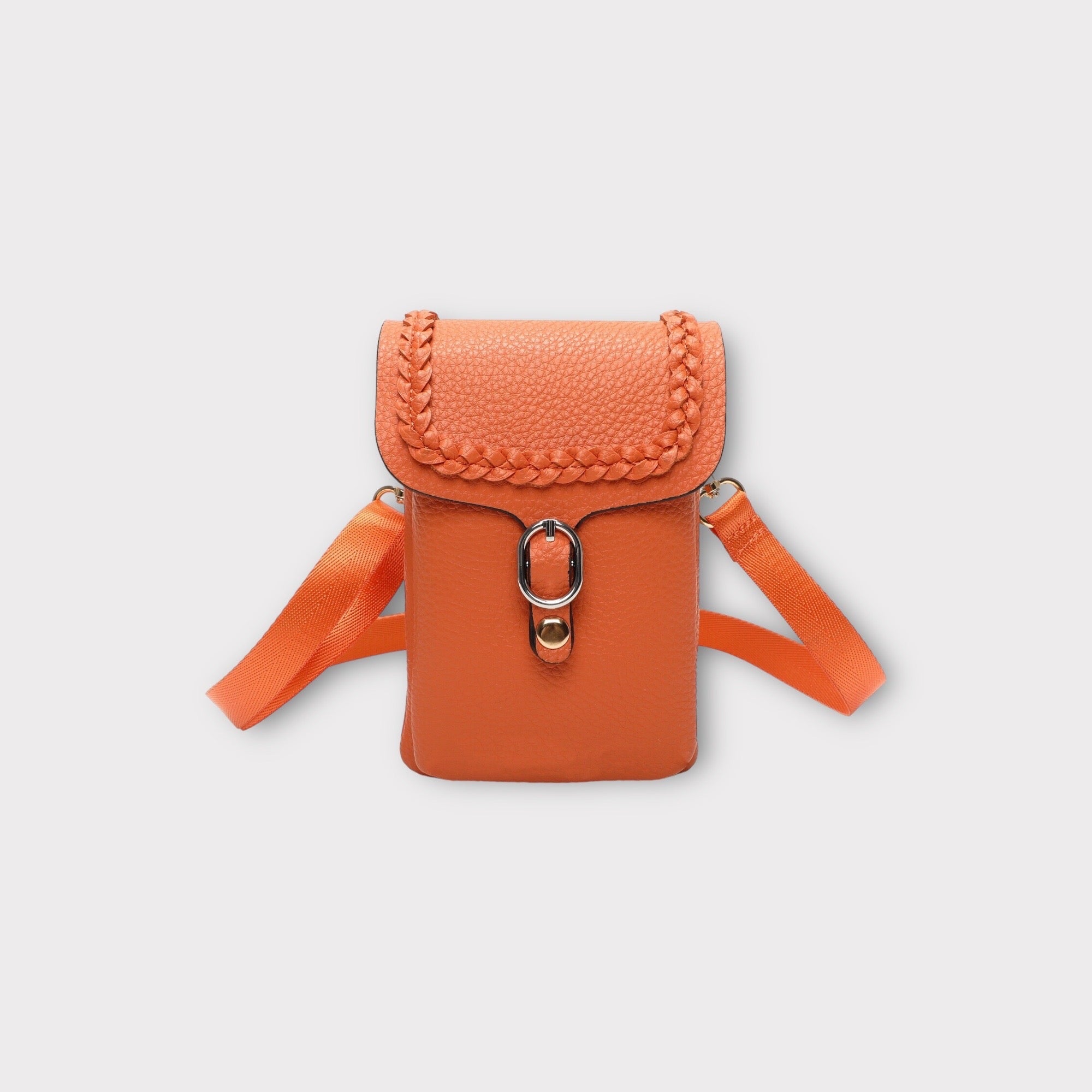 Sac bandoulière pour téléphone avec motif couleur orange&nbsp;  Dimension: 23cm*7.5cm*15.5m  Cuir de qualité premium