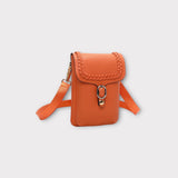 Sac bandoulière pour téléphone avec motif couleur orange&nbsp;  Dimension: 23cm*7.5cm*15.5m  Cuir de qualité premium