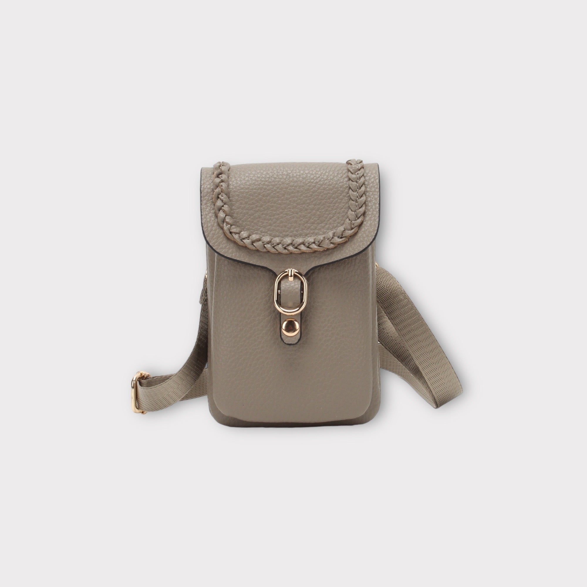 Sac bandoulière pour téléphone avec motif couleur taupe  Dimension: 23cm*7.5cm*15.5m  Cuir de qualité premium