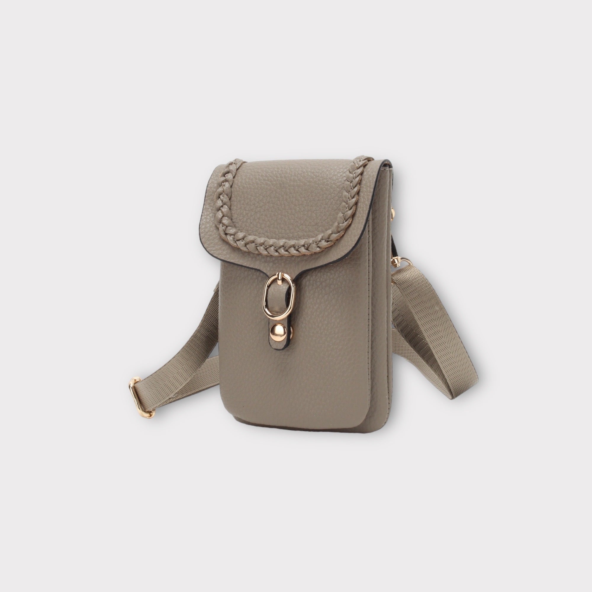 Sac bandoulière pour téléphone avec motif couleur taupe  Dimension: 23cm*7.5cm*15.5m  Cuir de qualité premium