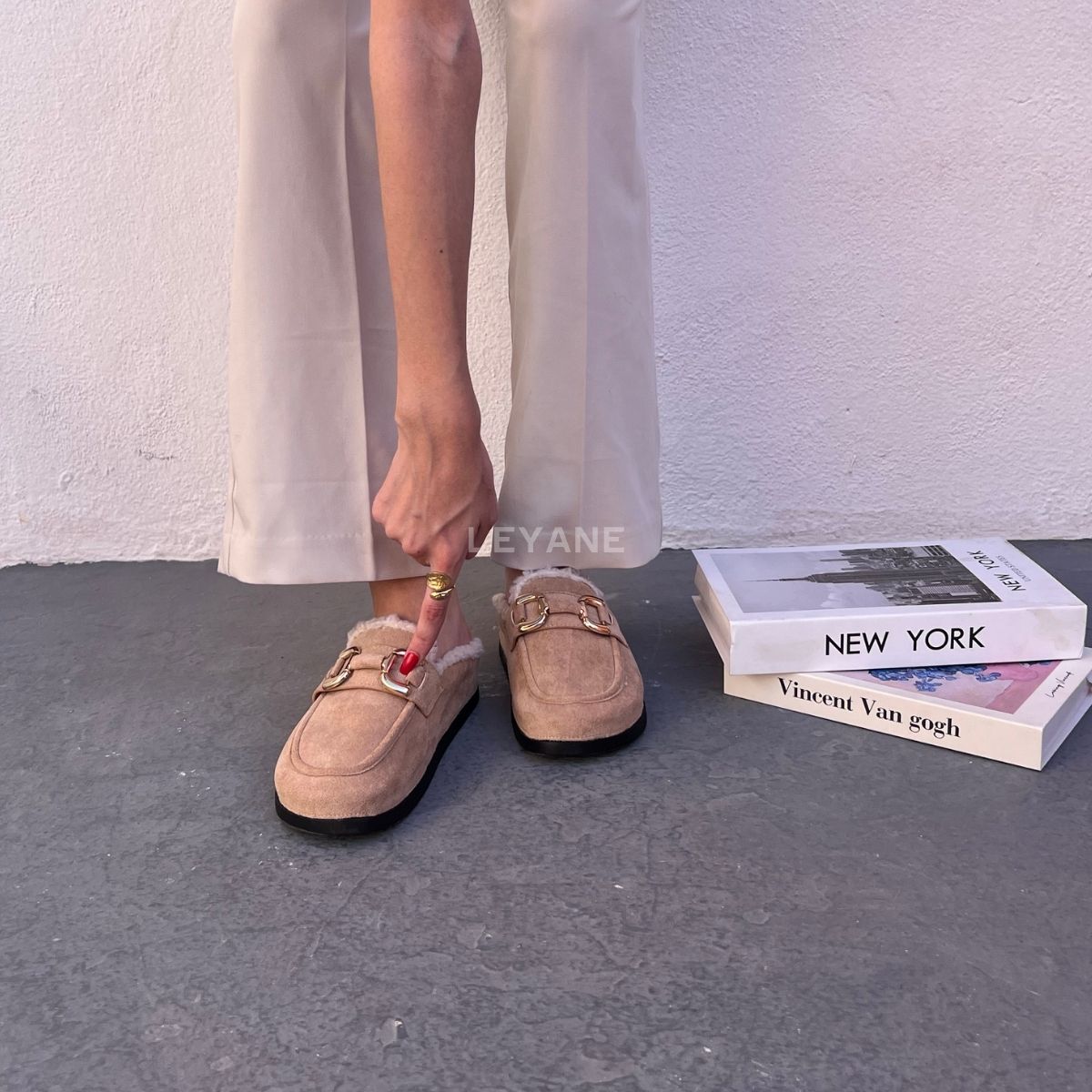 mules en daim à fourrure pour femmes , chaussures en ligne