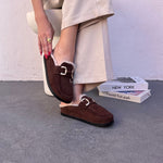 mules en daim à fourrure pour femmes , chaussures en ligne