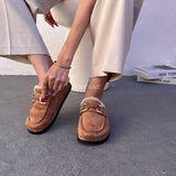 mules en daim à fourrure pour femmes , chaussures en ligne