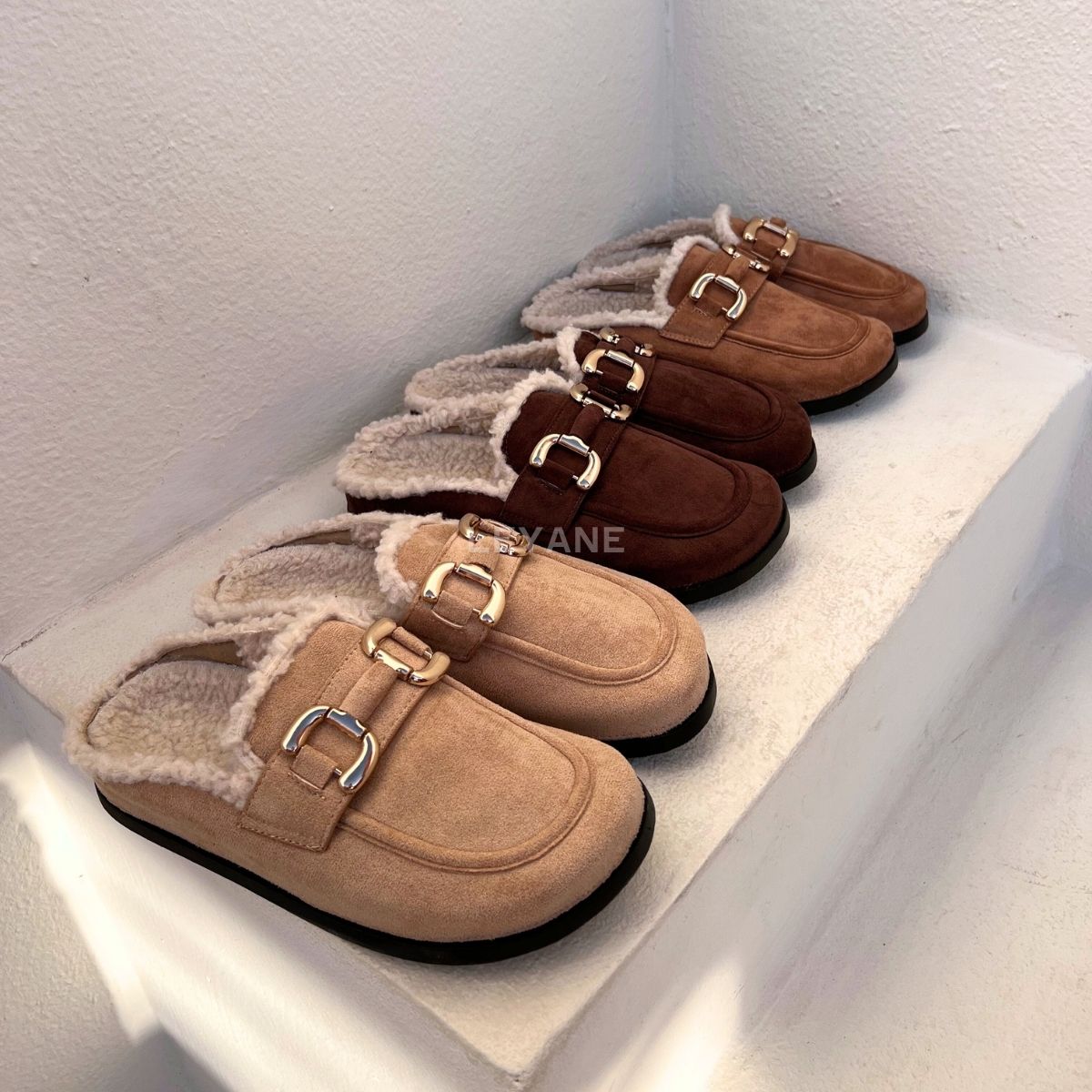 mules en daim à fourrure pour femmes , chaussures en ligne