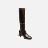 Bottes à talons carré - Marron