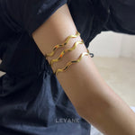 Bracelet Manchette, acier inoxydable bijoux gold ,Bracelet Manchette Zigzag 3pièces, Bracelet leyane