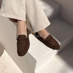 mocassins, suédine, daim, nœud, classique, chic, casual, chaussures plates, confort, femme, intemporel, automne, élégant