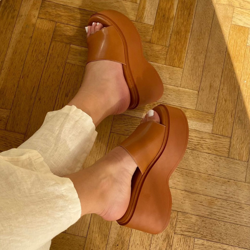 sandale compensée, sandale femme, sandale camel, sandale plateforme, sandale  femme maroc