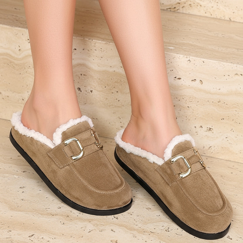 mules en daim à fourrure pour femmes , chaussures en ligne