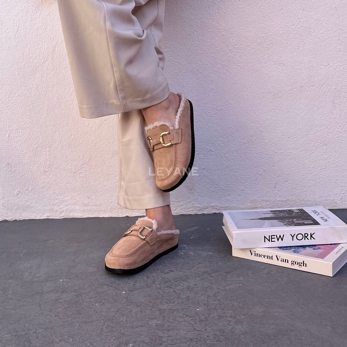 mules en daim à fourrure pour femmes , chaussures en ligne