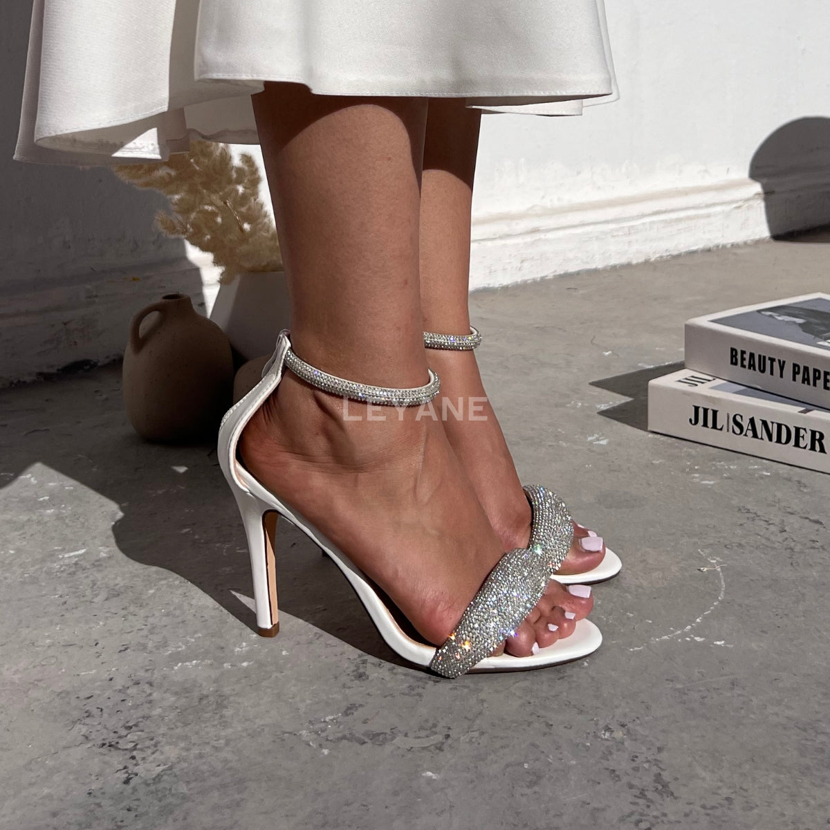 Sandale Chaussure Blanche Escarpin Blanc Chaussures à Talon CarrÃ