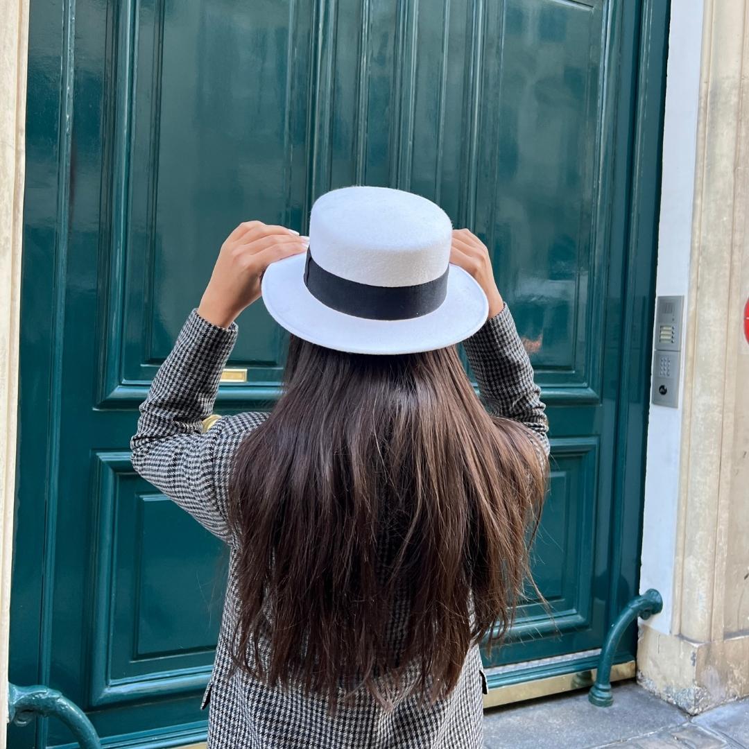 canotier en laine blanc - chapeau maroc maison murielle