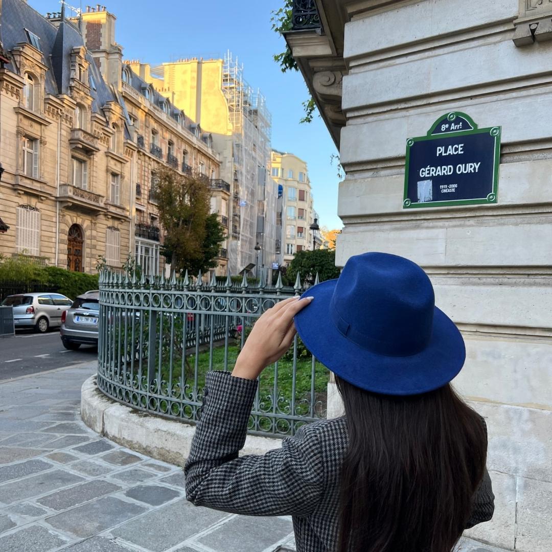 CHAPEAU EN LAINE UNISEX EN BLEU ROYAL - CHAPEAU MAISON MURIELLE MAROC